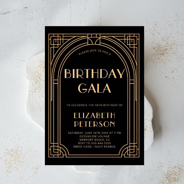 Convite Festa Gatsby Roaring 20s Art Deco Elegant Birthday (gatsby party invitation roaring 1920 twenties prohibition art deco nouveau frame elegant event)