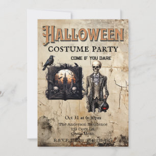 Convite Festa Gótica de Esqueleto e Poção de Halloween