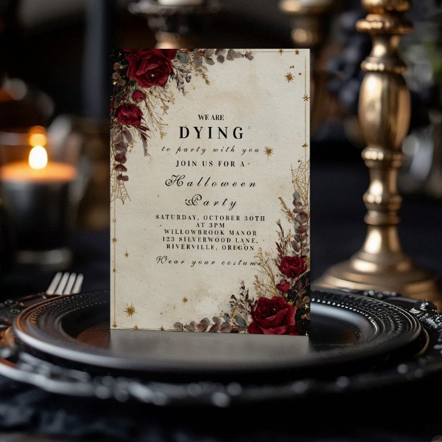 Convite Festa Gótica de Halloween Rosa (Criador carregado)