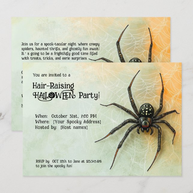 Convite Festa Hair-Raising HALLOWEEN! (Frente/Verso)