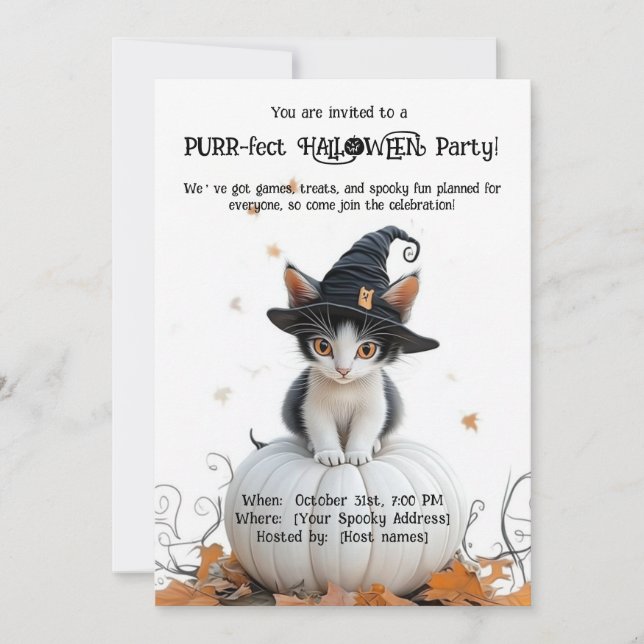 Convite 🐈 ‍ ⬛ Festa 🎃 Halloween PURR-EFE (Frente)