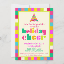 Convite Festa Holiday Cheer Bright Modern Rainbow Strips