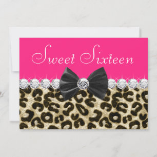 Convite Festa Hot Pink Leopard Sweet Sixteen