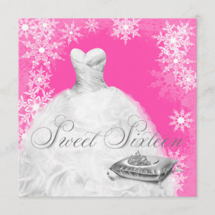Convite Festa Hot Pink Snowflake Sweet Sixteen