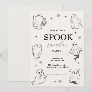 Convite Festa Ilustrativa do Fantasma de Halloween das cin