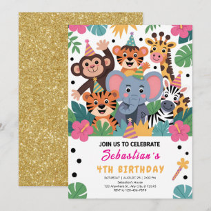 Convite Festa Infantil de Animais do Zoológico Fofa