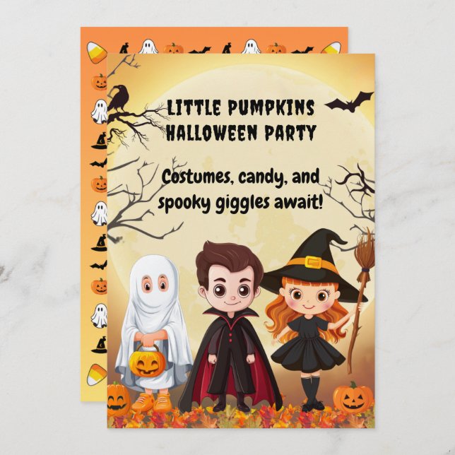 Convite Festa Infantil de Halloween Spooktacular (Frente/Verso)