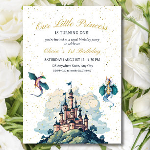 Convite Festa Infantil Fantasia Dragão Castelo da Princesa