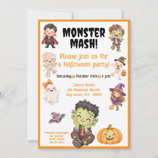 Convite Festa Infantil Monstro Mash no Halloween