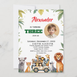 Convite Festa Infantil Safari em Aquarela Animais da Selva