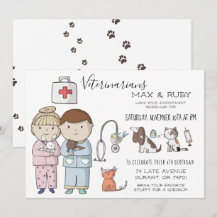 Convite Festa Infantil Temática Veterinária para Meninos e