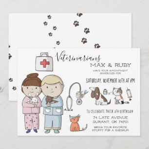 Convite Festa Infantil Temática Veterinária para Meninos e