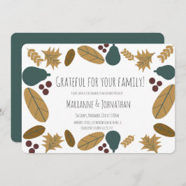 Convite Festa Jante de Ação de Graças, Greenery Pear Wreat
