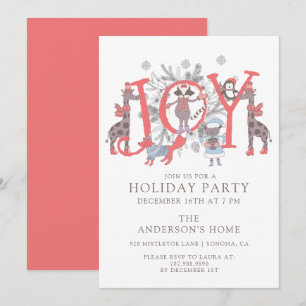 Convite Festa Joyful Winter Holiday Com Animais Da Florest