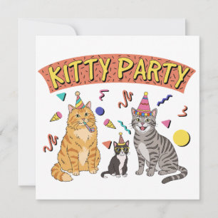 Convite Festa Legal de Gato dos Anos 90 Tema de Gatinho do