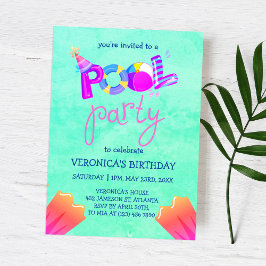 Convite Festa legal de Piscina Verão Natação Aniversário