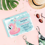 Convite Festa Legal Tropical Flamingo, Piscina, doce 16<br><div class="desc">Este doce e legal convite de aniversário de dezesseis é perfeito para o verão. Apresenta uma piscina de caddy com coloração aquosa flamingo, pintada manualmente, com uma bebida tropical e um guarda-chuva. O esquema de cores inclui cor-de-rosa, pêssego, azul, preto, amarelo e fuchsia. É adorável, moderno, artístico, único, feminino, e...</div>