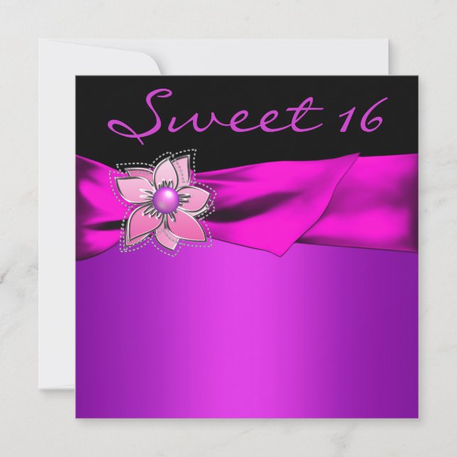 Convite Festa Magenta Sweet 16 (Frente)
