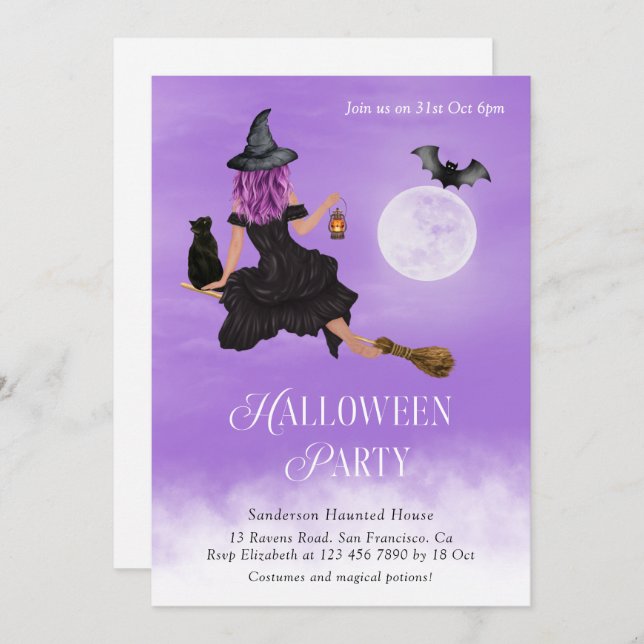 Convite Festa Mágica de Halloween (Frente/Verso)