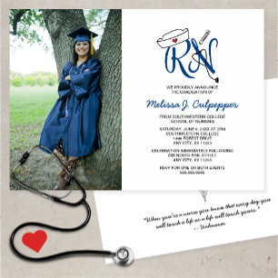 Convite Festa/marinho de formatura de foto de enfermeira R
