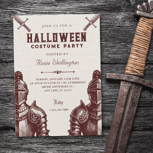 Convite Festa Medieval Vintage de Halloween dos Cavaleiros