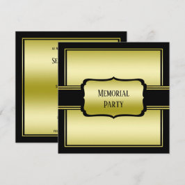 Convite Festa Memorial de Homem Elegante Dourado e Preto