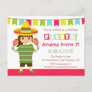Convite Festa Mexicana Chevron para Crianças Aniversário