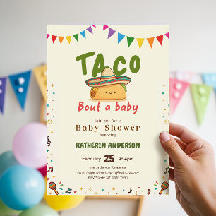 Convite Festa Mexicana Colorida Taco Sobre um Chá de Bebê