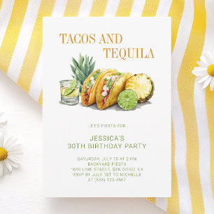 Convite Festa Mexicana de 30 Anos de Idade Tacos e Tequila