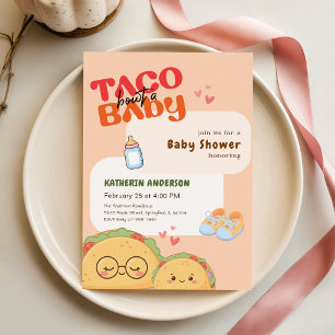 Convite Festa Mexicana de Taco Sobre um Chá de Bebê Cor-de