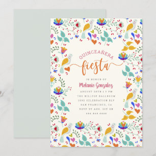 Convite Festa mexicana floral de Quinceañera do bordado