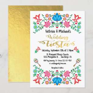 Convite Festa mexicana floral do casamento da folha