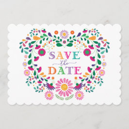 Convite Festa Mexicana Flower Wreath Salva a Data
