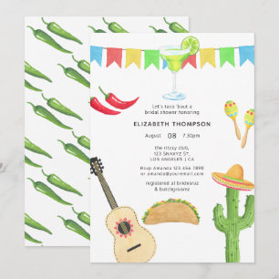 Convite Festa Mexicana Taco sobre Amor Chá de Noiva