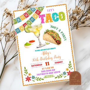 Convite Festa Mexicana Taco sobre uma festa de aniversário