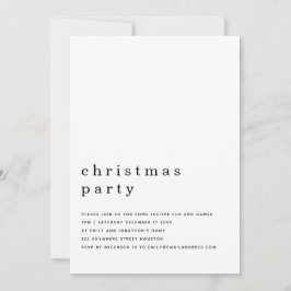 Convite Festa Mínima de Natal Branco Negro