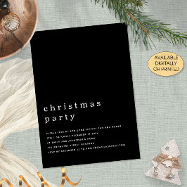 Convite Festa Mínima de Natal Preto Preto