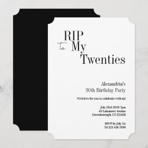 Convite Festa Minimalista de Aniversário de 30 anos RIP 20