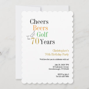 Convite Festa Minimalista de Golfe e Cerveja de 70 Anos
