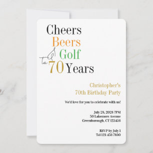 Convite Festa Minimalista de Golfe e Cerveja de 70 Anos
