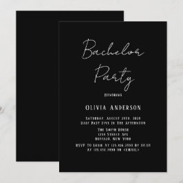Convite Festa Minimalista de Solteira com Gravata Preta e 
