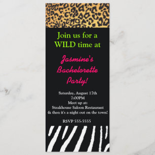 Convite Festa Mista de Impressão de Animais Leopardo Zebra