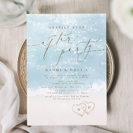 Convite Festa Modern Script Sand Hearts Felizes para Sempr