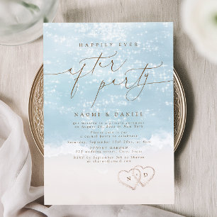 Convite Festa Modern Script Sand Hearts Felizes para Sempr