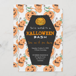 Convite Festa moderna de abóboras laranja no Halloween