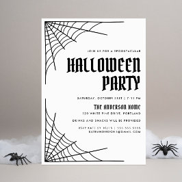 Convite Festa Moderna de Halloween na Web Spider