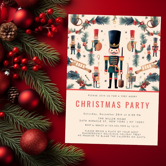 Convite Festa Moderna de Natal Elegante Nutcracker (Elegant Nutcracker Modern Christmas Party Invitation)