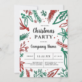 Convite Festa moderna de Natal verde vermelho e ousado