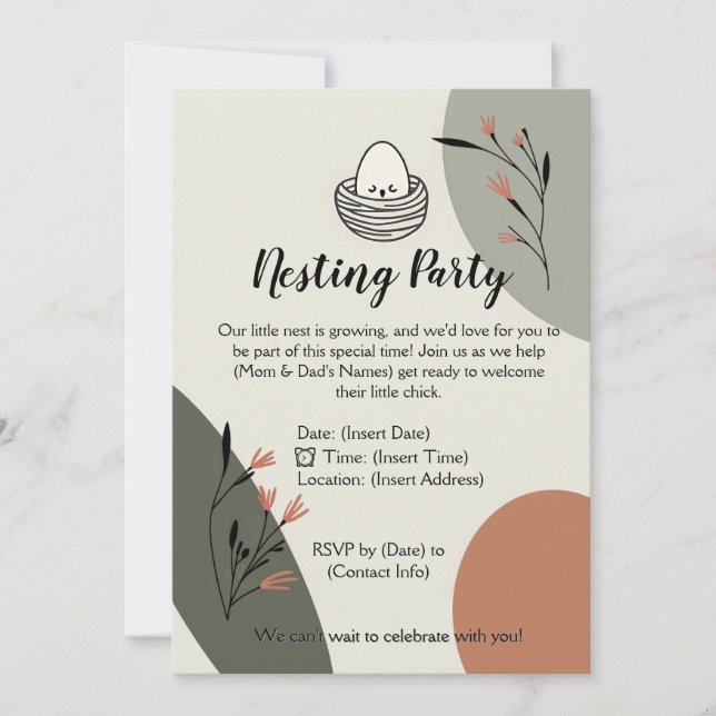 Convite Festa moderna de preparação para novos pais (Frente)