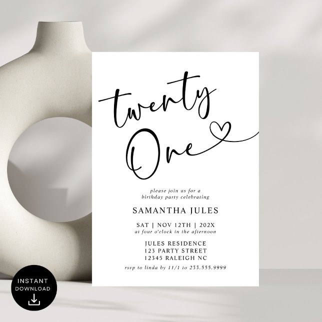 Convite Festa Moderna e Elegante de 21 Anos (Criador carregado)